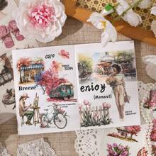 1 Pack 20 Sheets Memories Of Time Series Various Retro Themes Stickers Book Decoration Collage Card Material Aesthetics Phone Case Art Junk Journal Handmade Hand Account Personalized Collage Card Material, School Supplies,Back To School
