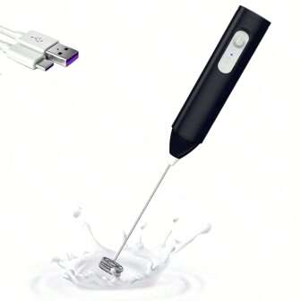 Rechargeable USB Milk Frother, Handheld Electric Milk Frother, Coffee Milk Frother With 3 Speed Settings, Mini Milk Frother & Drink Mixer, 500mAh