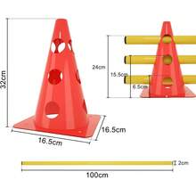 Agility Hurdles Training Set, 32CM Cone Bucket Set With Holes, 6-Piece Sports Hurdle Set,  Portable Hurdles Set Height Adjustable For Dog Football Tennis Handball Hose Riding, Orange - Orange - View 6
