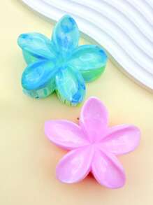 1pc Women Large Size Blue Gradient Flower Plastic Lightweight Hair Clip, Fashionable And Versatile High-End Elegant Simplistic Solid Color Hair Accessory, Suitable For Daily Casual, Party, Commute, Vacation, Hairstyling, Makeup, Outfit Matching Hair Claws Claw Clips Hair Clips Hair Jaw Clip Hair Clamps Hair Clutch Hair Catcher Clip