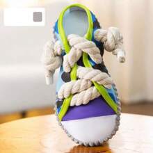 1 Packung Hundespielzeug in Sneaker-Form mit Seilknoten & quietschender Kugel - Strapazierfähiger Oxford-Stoff für aggressive Kauer, interaktive Quietscher-Geräusche für Welpen/erwachsene Hunde, drinnen und Outdoor zum Spielen