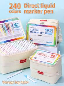 Set de 9 marqueurs de peinture acrylique, pointe souple grande capacité, macaron minimaliste, gris, marron, coloré, noir, convient pour les livres de coloriage, la peinture d'étudiants, le dessin de bandes dessinées, l'art sur papier non transparent, le graffiti DIY, les crayons de couleur, les pierres, le verre, la céramique, les métaux, 126 couleurs disponibles, indispensable pour la rentrée scolaire - Multicolore - Voir 5