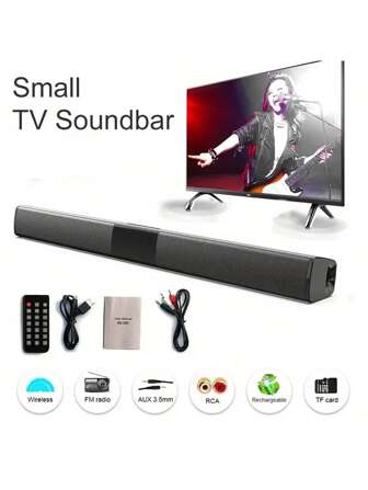 20W Wireless Sound Bar With Surround Sound - High Power Wireless Speaker, Remote Control For TV And Home Theater, Wall Mountable, Support Aux, TF Card, FM Radio