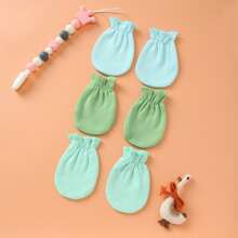 3/4/5/6 Pares de manoplas de unicolor para recién nacidos, aptas para todas las estaciones, guantes de protección de manos para niños y niñas, regalo ideal para recién nacidos
