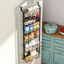 A Six-Level Hanging Rack, A Storage Shelf Behind The Door, A Door-Mounted Snack And Spice Storage Rack That Doesn't Require Drilling, For Storage And Organization In The Kitchen, Bathroom, Room, And Bedroom. - Multicolor - View 5