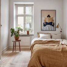 1 Pieza, Arte de Pared, Póster Vintage, Impresión de Mujer Leyendo en la Cama, Imagen con Rayas Azules y Fondo Rosa, Decoración de Sala de Estar, Decoración de Dormitorio Estética, Regalo de Inauguración de Casa, Regalo para Amantes de los Libros, Sin Marco - Multicolor - Ver 2