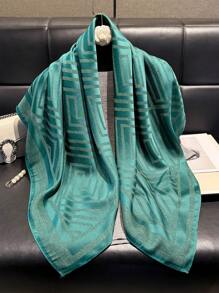 1 pieza Bufanda de mujer minimalista con estampado geométrico brillante, chal suave elegante, hijab, chal, pañuelo de cabeza perfecto para todas las estaciones, protección UV ligera