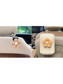 Floral Print Car Trash Can, Cute Ladies Front Seat Storage Bin, Waterproof Rear Seat Garbage Container, Multi-Functional Organizer - Multicolor - View 16