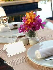 50 张极简主义高端座位卡、带金箔边的小桌卡、迷你座位卡标签、生日派对邀请函、婚礼座位卡、DIY 手工感谢卡，适用于婚礼、晚宴、派对、座位卡（白色带金边）