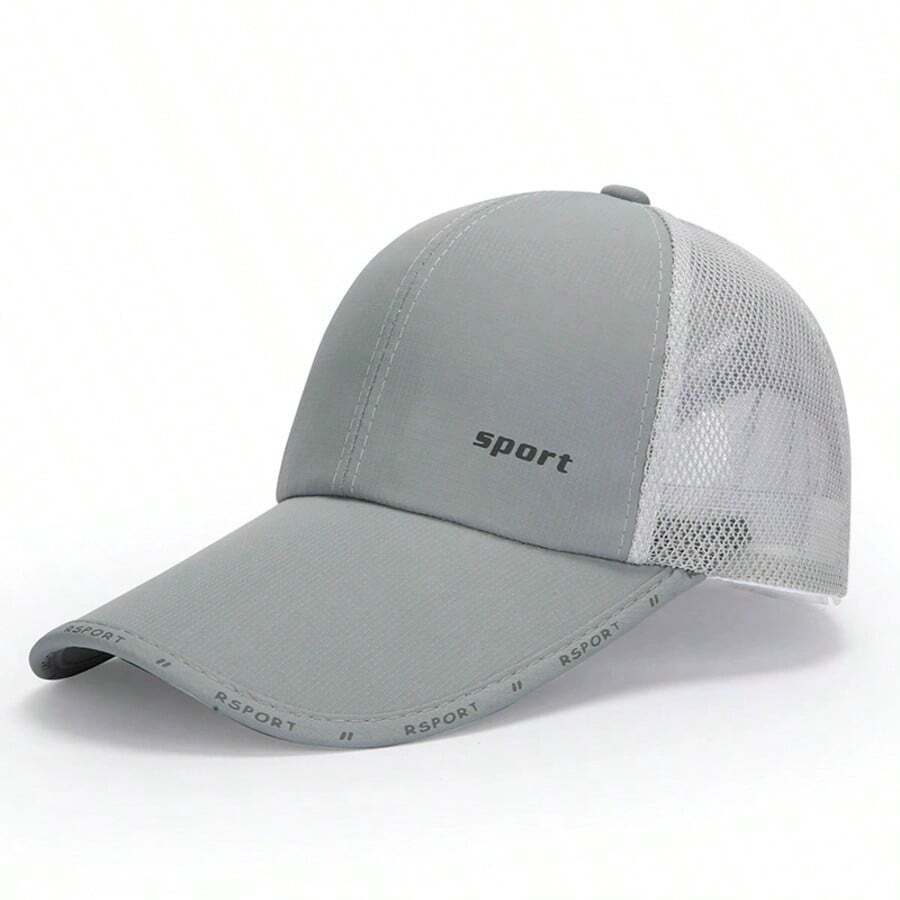 Men's Outdoor Sports Sun Protection And Shading Baseball Caps, Daily Comfortable And Breathable Mesh Long-Bridged Baseball Caps, Casual Caps For Truck Drivers - Xám - Xem 1