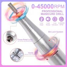 LIMEGIRL Limadora de uñas eléctrica profesional de 45,000 RPM, máquina de taladro de uñas recargable inalámbrica, adecuada para uñas de acrílico y gel, incluye 6 brocas y bandas de lijado, para uso en salón y hogar, apta para principiantes y profesionales - Multicolor - Ver 2