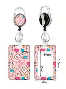 1 Pc Pink Doctor/Nurse Pill Lanyard Card Holder, Hard Shell ID Badge Case For Bus Card, ID Card, Work Card, Student ID, Exhibition Card, Event ID Card,School Supplies,Back To School - Pink - View 10