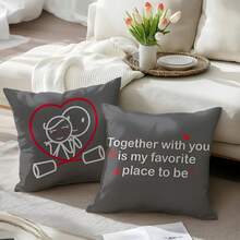 2pcs,Together Is My Favorite Place To Be Couple Pillowcases - Gifts For Him And Her, Long Distance Relationships - Throw Pillow Covers