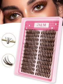 PALM LASHES 216Pcs Brown/Black Lash Clusters 40D Eyelash Extensions 8-16mm Cat Eye Wispy Eyelash Clusters D Curl Eyelash Clusters Left & Right Lash Extension At Home