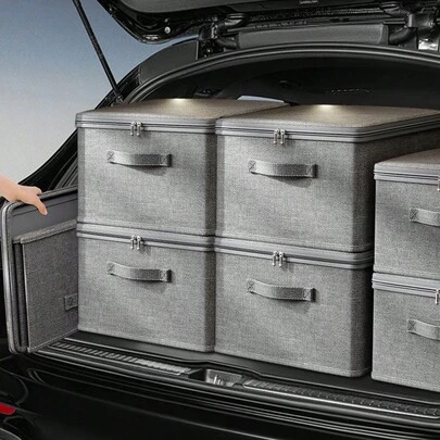 1 件，汽车用品后备箱，带盖汽车储物箱，储物箱，多功能折叠车内装饰和储物神奇女士储物整理器旅行必需品返校宿舍储物秋季装饰