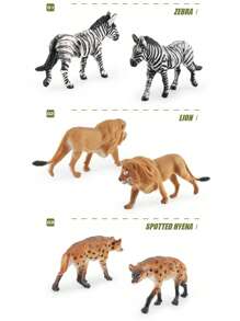 Set da 12 pezzi/9 pezzi/11 pezzi/21 pezzi di statuine di animali in miniatura simulate come leone, elefante, giraffa, tigre, zebra, rinoceronte bianco, orso grizzly, antilocapra, alce, bisonte, procione, giocattoli ornamentali divertenti per bambini di età 3+ per l'istruzione scientifica e la cognizione, regalo di compleanno