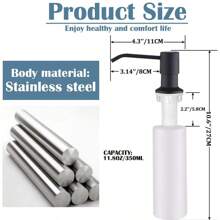 Dispensador de jabón para fregadero de cocina de acero inoxidable con botella, dispensador de jabón líquido, loción y detergente con bomba de presión manual para el baño