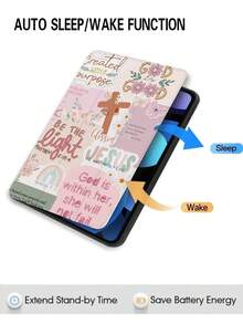 10.2 英寸 iPad 第 9/10 代、iPad Air 第 6 代、iPad Pro 11 英寸保护壳，带十字架、花朵、卡通印花设计、可爱对开保护套、防震翻盖支架平板电脑保护套