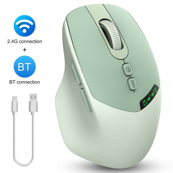 Un ratón inalámbrico Bluetooth de una sola pieza con pantalla de carga y funcionamiento silencioso, apto para portátiles, ordenadores de escritorio e iPad.