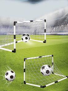 1 Set 92cm Indoor/Outdoor Football Goal, Random Color Football Pump Included, Sports Training Equipment - Black and White - View 2