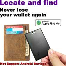 Rastreador de tarjeta delgada inteligente 2025 compatible con iOS (solo compatible con Apple iOS), anti-pérdida para billetera, rastreador de artículos clave para etiquetas de equipaje, pasaportes, portátiles, bolsas y talla grande - Negro - Ver 1