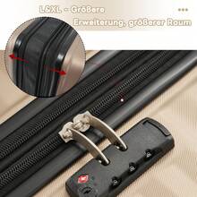 Three-Piece Suitcase, 20/24/28 Inches, – Expandable Large Capacity (L & XL) + Foldable Cup Holder (M), ABS Material, TSA Lock, 360° Swivel Double Wheels, Family Travel Suitcase