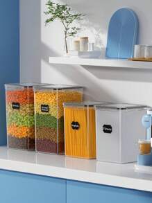 THELIFE Set de 3 tarros de almacenamiento de alimentos herméticos de extra grande, de 5.2L, cajas de almacenamiento de cocina para azúcar, pasta, harina, granos, arroz, color negro. Apropiado para escenas del hogar