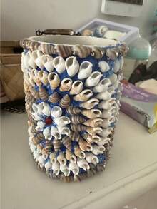 صندوق تخزين زخرفي، حامل أقلام، منظم مستحضرات التجميل، ديكور غرفة، هدية عملية وإبداعية للنساء والفتيات في عيد الميلاد، من صنع الأصداف الطبيعية