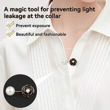 3/4/6/8/12颗山茶花图案服装胸前隐形纽扣，衬衫开衫领口夹扣纽扣 - 彩色 - 查看 2