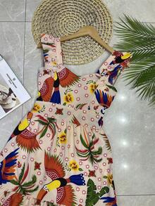 Long Dress PRINTED With Lining With Cup In Beautiful, Fashionable CREPINHO Fabric - Baby Pink - View 4
