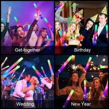 100/30pcs Foam Glow Sticks, Bulk Glow Sticks,  Foam Sticks For Parties In The Dark, Three Color Flashing Modes, Perfect Party Favors For Weddings, Dances, Concerts And Outdoor Events, Suitable For Birthday Parties, Halloween And Christmas - 彩色 - 查看 11