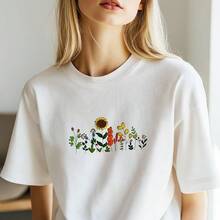 64 件水溶性刺绣稳定剂 2 件套，棒针绣花纸，预印花朵和叶子图案转印，适合手工缝纫爱好者和初学者（花朵） - 彩色 - 查看 8