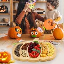 Wooden Pumpkin Serving Platter - Wooden Pumpkin Shaped Serving Platter For Halloween Kitchen, Modern Autumn Style Serving Tray/Dish For Cheese Board, Food Presentation, Suitable For Thanksgiving, Christmas Decor, Can Also Be Used As Turkey Shaped Platter Home Decor Halloween Decor Fall Decor Room Decor Autumn Decor