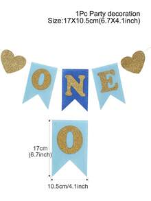 1 Set Blue 1st Birthday Party Decorations, Including: 1st Birthday Party Wall Backdrop Decor, Blue Theme Birthday Party Room Decor Table Runner, Blue Theme 1st Birthday Party Baby Chair Hanging Decor Streamer, 1st Birthday Party Hanging Banner, Birthday Hanging Decor - Blue - View 4