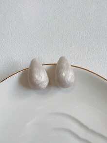 1 par de pendientes elegantes y de moda con forma de gota de agua de colores - Marfil - Ver 11