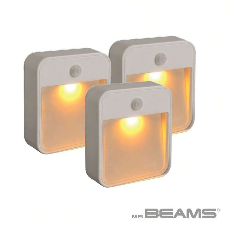 Beams MB720A 20 Lumen Amber LED Sleep Friendly Wireless Battery Powered Motion Sensing Nightlight, 3-Pack, White - A-黃色 - 查看 1