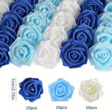 30 pièces Têtes de fleurs de rose artificielles en vrac, têtes de roses roses, fausses fleurs roses sans tige en mousse, mini fleurs de rose poussière rose pour DIY, Mariage, décoration de fête à domicile