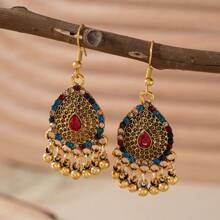 1 Par de Pendientes Colgantes con Estilo Vintage de Lágrima de con Cascabel, para Uso Diario de Mujer