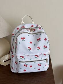 1pc Back To School Backpacks, Fashionable, Casual, Cute Butterfly, Flower, Cherry Printed Backpacks, Large Capacity, Adjustable Shoulder Straps, Suitable For Work, Commuting, Work, Shopping, School, Vacation, Outdoor Leisure, Travel, Shopping And Other Daily Use, Birthday Gifts For Friends. - Backpack - View 12