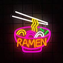 Ramen Neon Schild, lebendiges Ramen Nudel Design, BBQ LED Beleuchtung und Geschäfts Hot Dog Beleuchtungsschilder sind für Heimdekoration, Fast Food Laden, Geschäft, Küche, Schlafzimmer, Bar, Restaurant, Nudelshop Wanddekoration geeignet. USB-betrieben, wiederverwendbar und einfach zu installieren.