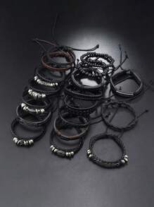 Pulseira retrô de hip-hop de rua com 18 peças, conjunto de joias punk, pulseiras, acessórios masculinos de estilo misto