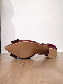 春秋季女士时尚粗跟水钻蝴蝶结高跟鞋，舒适性感尖头高跟鞋，婚鞋，优雅，派对装扮