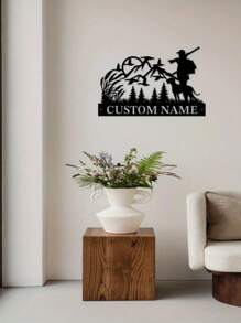 لوحة جدارية فنية من الحديد مخصصة برسم شعار الصياد والكلب. لوحة اسم شخصية لديكور الغرفة ، صورة ظلية لأب وابنه في رحلة صيد للديكور المنزلي، ملصقات بأسلوب بوهيمي، ديكور عيد الحب، ديكور عيد الحب أنيق وملون، هدايا مخصصة مناسبة لصديقاتها، ابنها، ابنتها،طلاب المدرسة، العمال، المنزل، المكتب