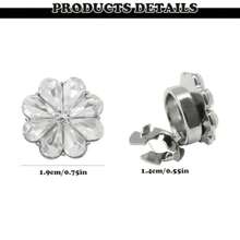 2Pcs Rhinestone Button Covers Decorations Silver Flower Sleeve Button Covers For Women Crystal Clip On Button Covers Decor Rhinestone Button Covers For Women Blouses Men Shirts DIY Accessories - 2Pcs - View 3