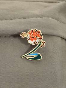 Tiger Lily Enamel Pin Beautiful Floral Metal Badge Fantasy Plant Brooch - Multicolor - View 10