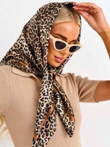 1 pieza Pañuelo de cabeza con estampado de leopardo vintage de moda para mujer, casual y versátil, suave y amigable con la piel, adecuado para todas las estaciones, pañuelo multifuncional
