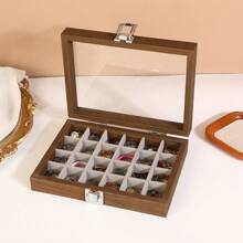 1 PC Jewelry Organizer Wooden Velvet Jewelry Tray Organizer Felt Jewelry Box Tray Holder With Clear Lid Storage Jewelry Tray Box For Necklace Stone Earring Bracelet Display Storage Organizer Box