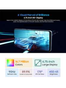 Blackview COLOR 8 Smartphone Global Version 8GB+256GB Up To 1TB TF Extra Storage , 6000mAh Battery , Unisoc T616 Processor , 6.75 Inch HD+ Screen 90hz Refresh Rate , 50 MP Rear Camera ,Smart-K Box Speaker ,All-New DokeOS4.0 Based On Android ,Three Card Slots - Grey - View 4