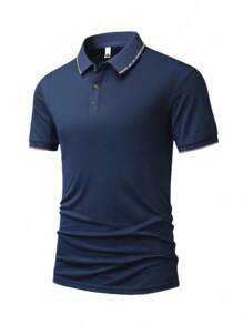 Set de 2 camisas polo de verano para hombre con cuello de contraste, transpirables y cómodas, de manga corta y ajuste regular para uso casual y de negocios