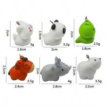 6/12pcs Resin Cute Rhinoceros, Polar Bear, Horse Animal Pendant DIY Cartoon Earrings, Necklace, Keychain, Decor